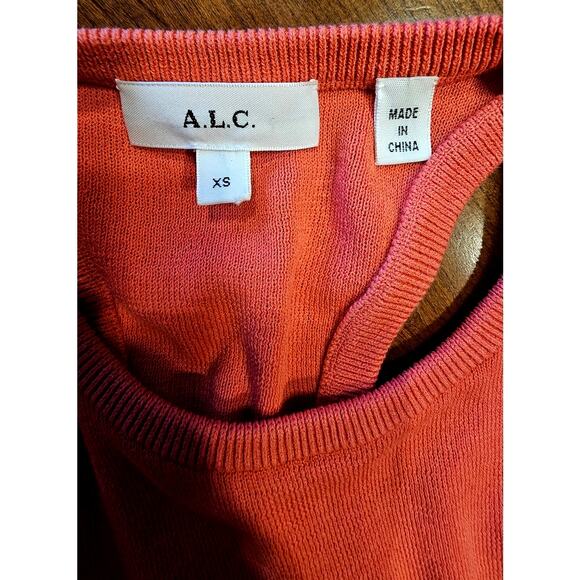A.L.C. Tank Top Italian Yarn, Racerback, Coral/Pink, Ribbed Knit, Womens Sz XS - Picture 6 of 8